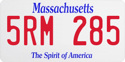MA license plate 5RM285