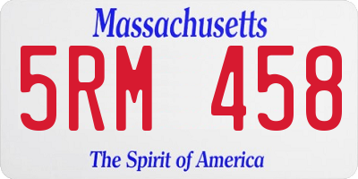 MA license plate 5RM458