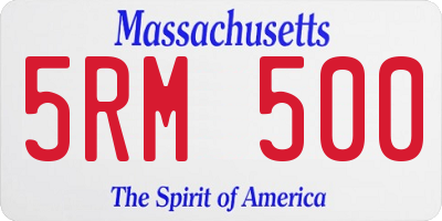 MA license plate 5RM500
