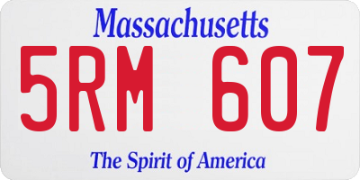 MA license plate 5RM607