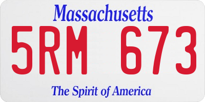 MA license plate 5RM673