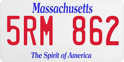 MA license plate 5RM862