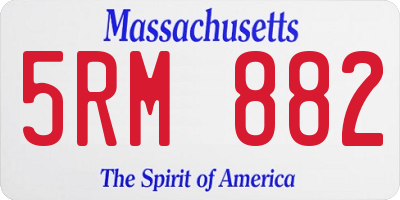 MA license plate 5RM882