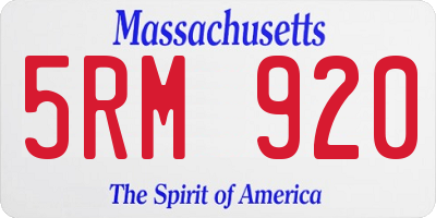 MA license plate 5RM920
