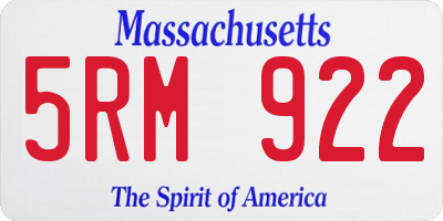 MA license plate 5RM922