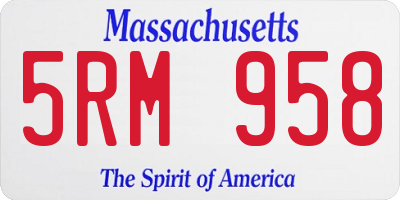 MA license plate 5RM958