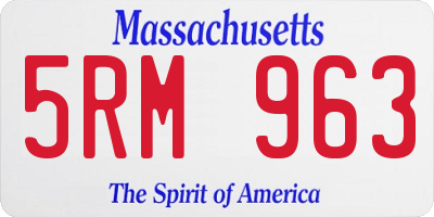 MA license plate 5RM963