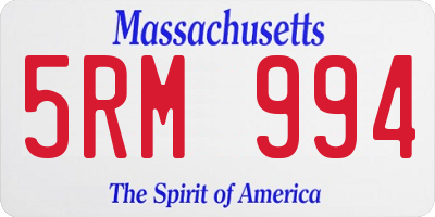 MA license plate 5RM994