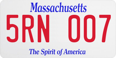 MA license plate 5RN007