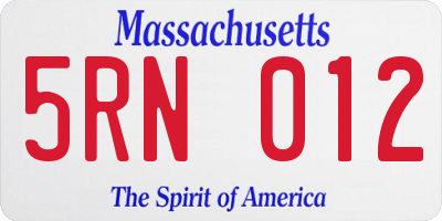 MA license plate 5RN012