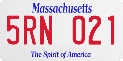 MA license plate 5RN021