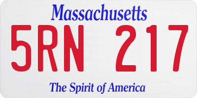 MA license plate 5RN217