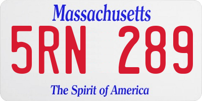 MA license plate 5RN289