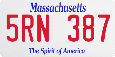 MA license plate 5RN387