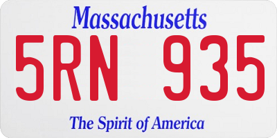 MA license plate 5RN935