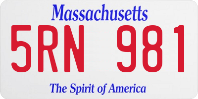 MA license plate 5RN981
