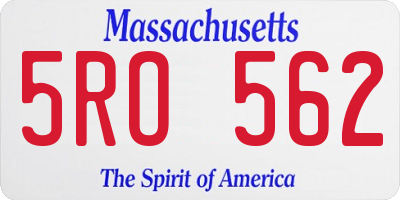 MA license plate 5RO562