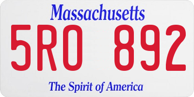 MA license plate 5RO892