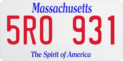 MA license plate 5RO931
