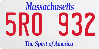 MA license plate 5RO932