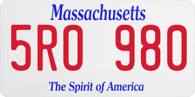 MA license plate 5RO980
