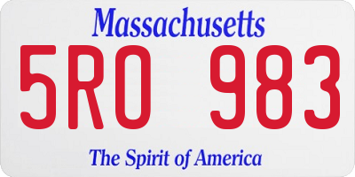 MA license plate 5RO983