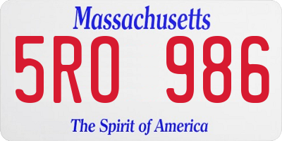 MA license plate 5RO986
