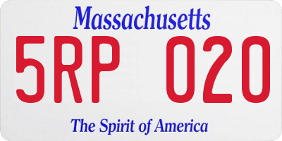 MA license plate 5RP020