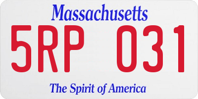 MA license plate 5RP031