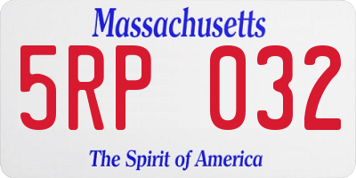 MA license plate 5RP032