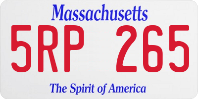 MA license plate 5RP265
