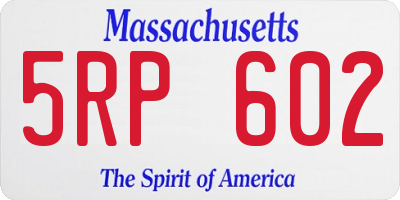 MA license plate 5RP602