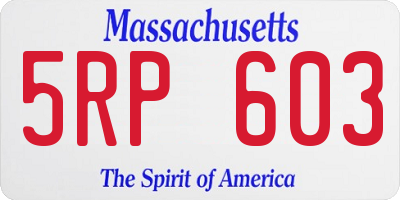 MA license plate 5RP603