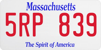 MA license plate 5RP839