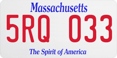 MA license plate 5RQ033
