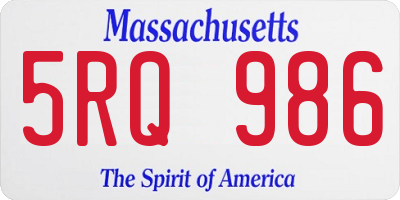 MA license plate 5RQ986