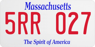 MA license plate 5RR027