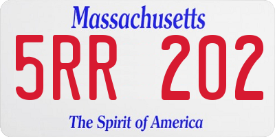 MA license plate 5RR202