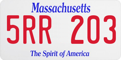 MA license plate 5RR203