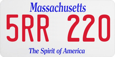 MA license plate 5RR220
