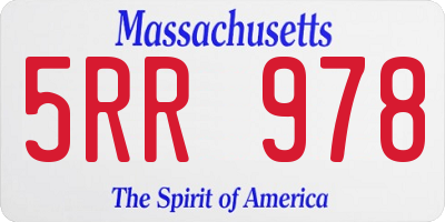 MA license plate 5RR978