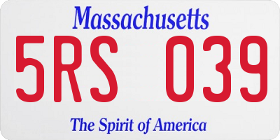 MA license plate 5RS039
