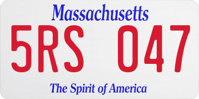 MA license plate 5RS047