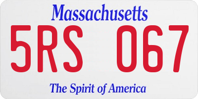 MA license plate 5RS067