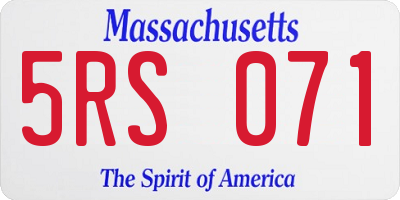 MA license plate 5RS071