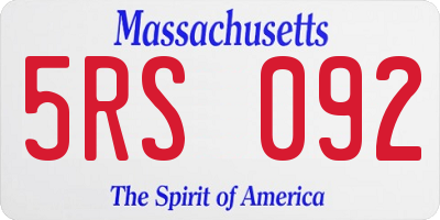 MA license plate 5RS092