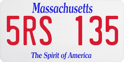 MA license plate 5RS135
