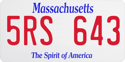MA license plate 5RS643