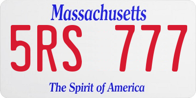 MA license plate 5RS777