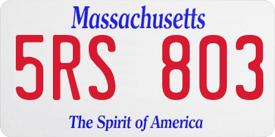 MA license plate 5RS803